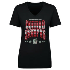 Mexico National Team 500 Level Women's Contigo Siempre Vintage V-Neck T-Shirts - Black