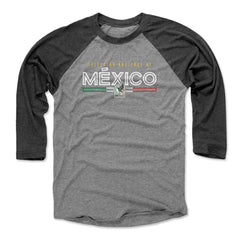 Mexico National Team 500 Level Inline 3/4-Sleeve Tri-Blend Baseball T-Shirts - Black/Heather Gray