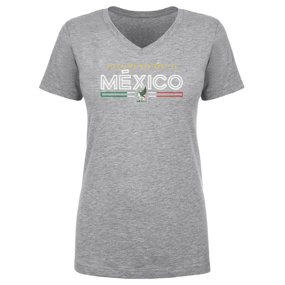 Mexico National Team 500 Level Women's Inline V-Neck T-Shirts - Heather Gray