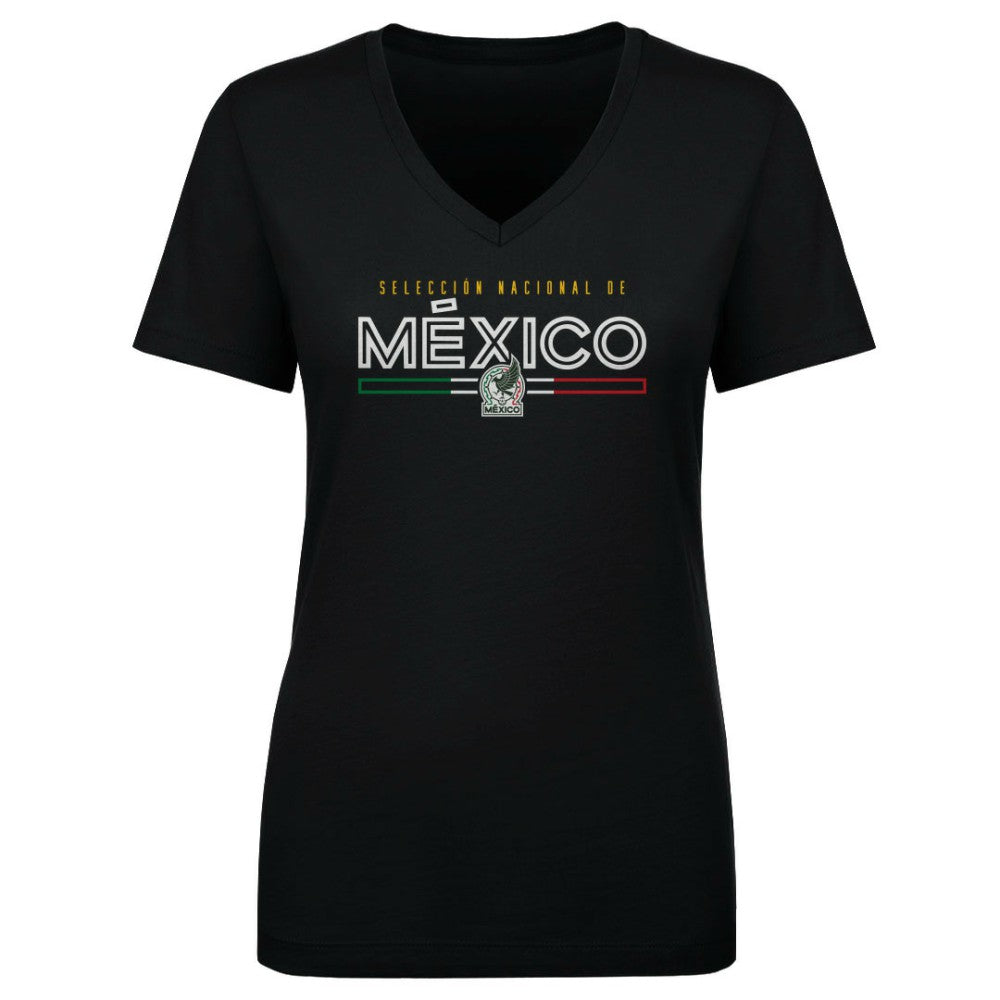 Mexico National Team 500 Level Women's Inline V-Neck T-Shirts - Black
