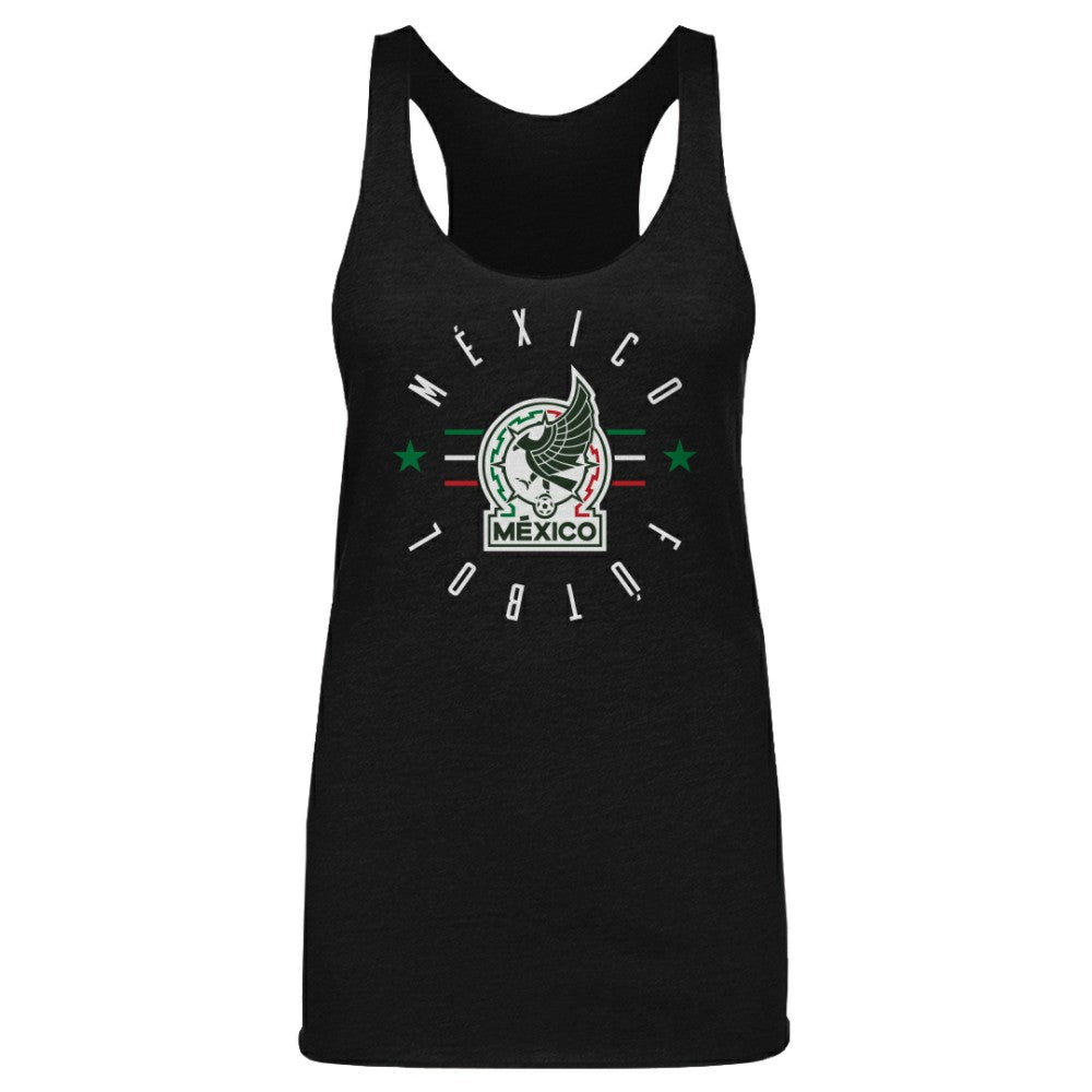 Mexico National Team 500 Level Women's Futbol Tri-Blend Racerback Tank Top - Black