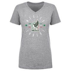 Mexico National Team 500 Level Women's Futbol V-Neck T-Shirts - Heather Gray