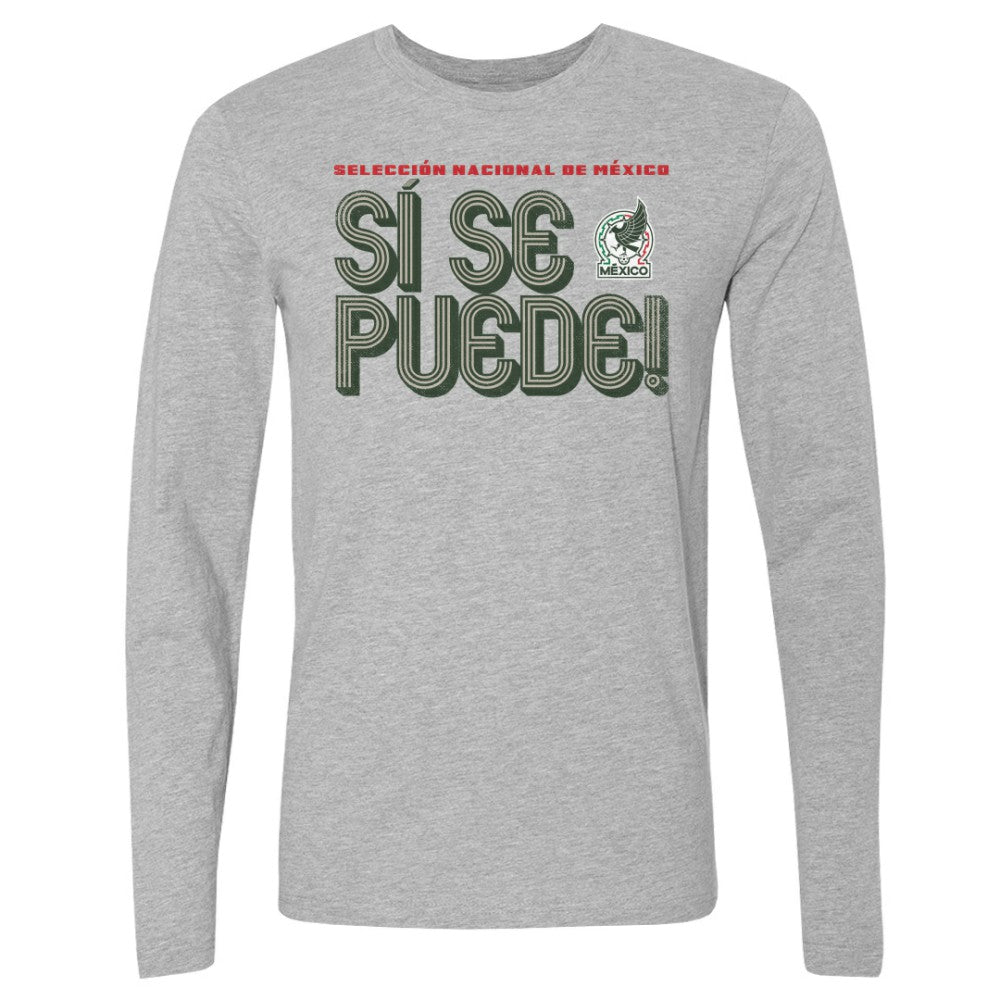 Mexico National Team 500 Level Si Se Puede Inline Bold Long Sleeve T-Shirts - Heather Gray