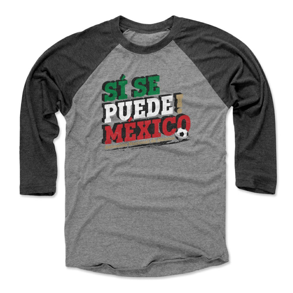 Mexico National Team 500 Level Si Se Puede Raglan 3/4-Sleeve Baseball T-Shirts - Black/Heather Gray