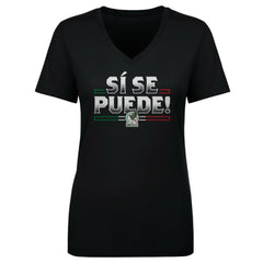 Mexico National Team 500 Level Women's Si Se Puede V-Neck T-Shirts - Black