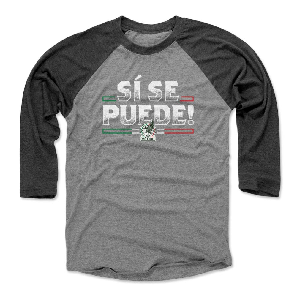 Mexico National Team 500 Level Unisex Si Se Puede Raglan 3/4-Sleeve Baseball T-Shirts - Black/Heather Gray