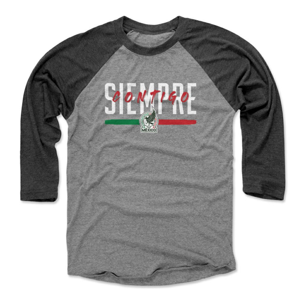 Mexico National Team 500 Level Siempre Contigo 3/4-Sleeve Tri-Blend Baseball T-Shirts - Black/Heather Gray