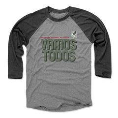 Mexico National Team 500 Level Vamos Todos Inline Bold 3/4-Sleeve Tri-Blend Baseball T-Shirts - Heather Gray/Black