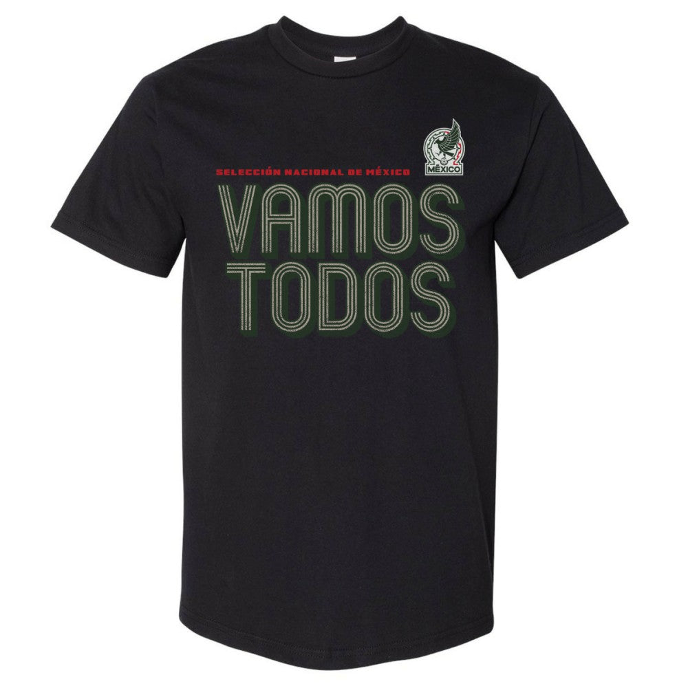 Mexico National Team 500 Level Vamos Todos Inline Bold Heavyweight T-Shirts - Black