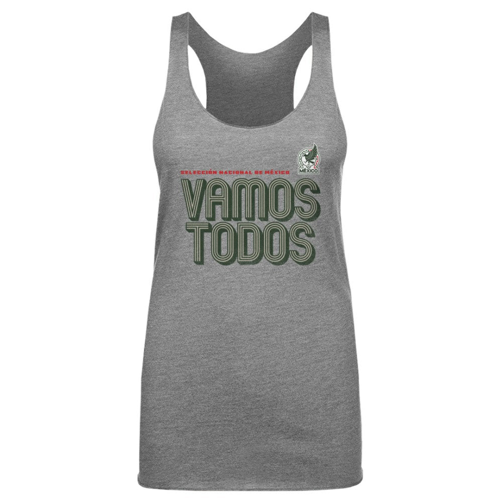 Mexico National Team 500 Level Women's Vamos Todos Inline Bold Tri-Blend Tank Top - Gray