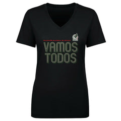 Mexico National Team 500 Level Women's Vamos Todos Inline Bold V-Neck T-Shirts - Black