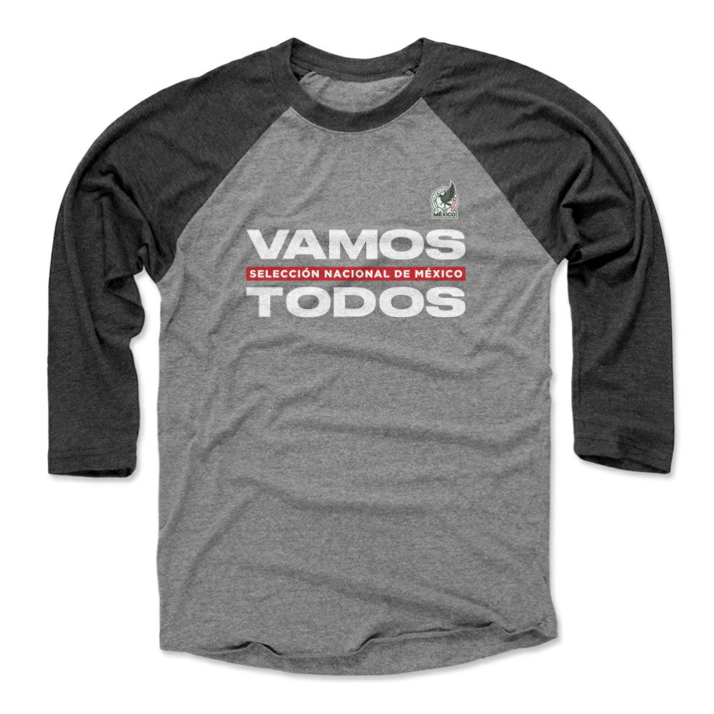 Mexico National Team 500 Level Vamos Todos 3/4-Sleeve Tri-Blend Baseball T-Shirts - Black/Heather Gray