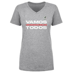 Mexico National Team 500 Level Women's Vamos Todos V-Neck T-Shirts - Heather Gray