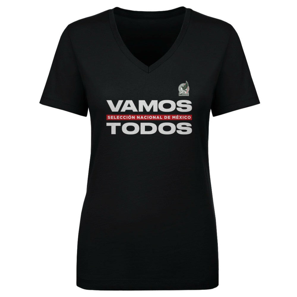 Mexico National Team 500 Level Women's Vamos Todos V-Neck T-Shirts - Black