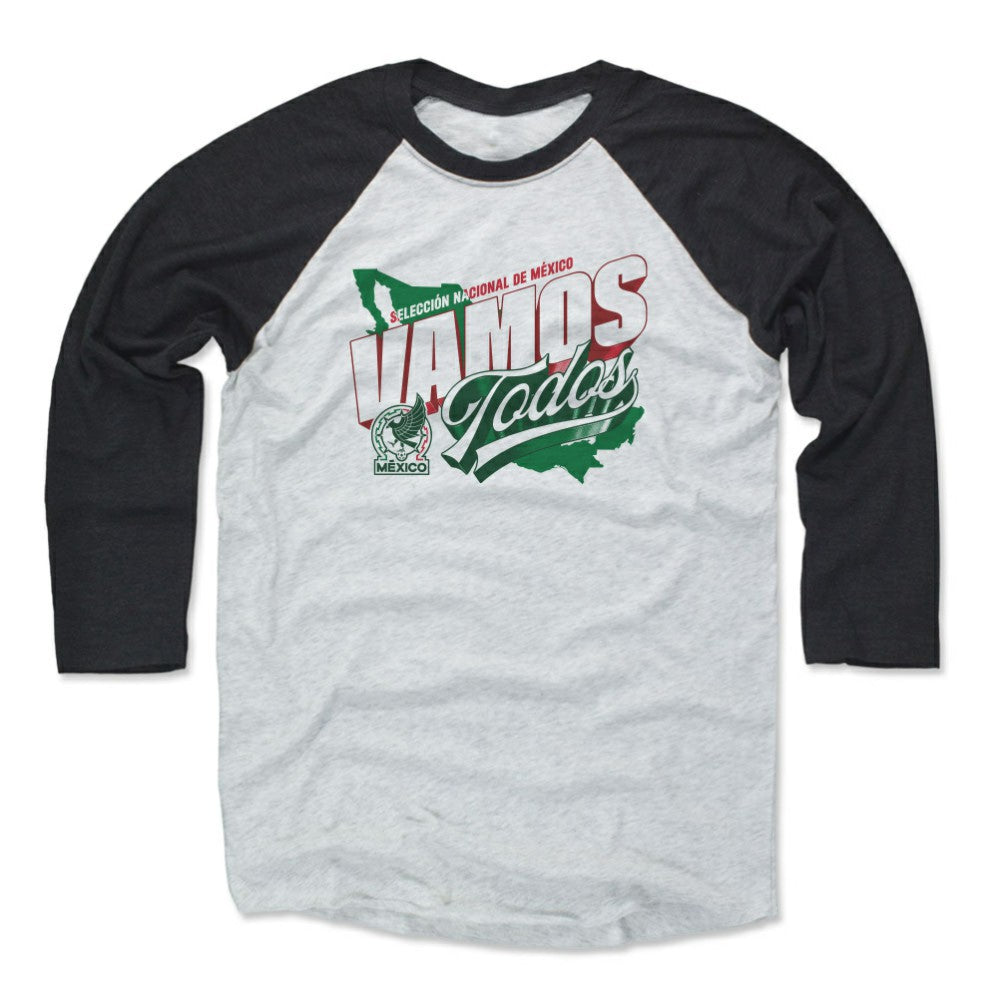 Mexico National Team 500 Level Vamos Todos 3/4-Sleeve Tri-Blend Baseball T-Shirts - Black/White