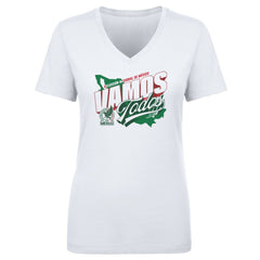 Mexico National Team 500 Level Women's Vamos Todos Country V-Neck T-Shirts - White