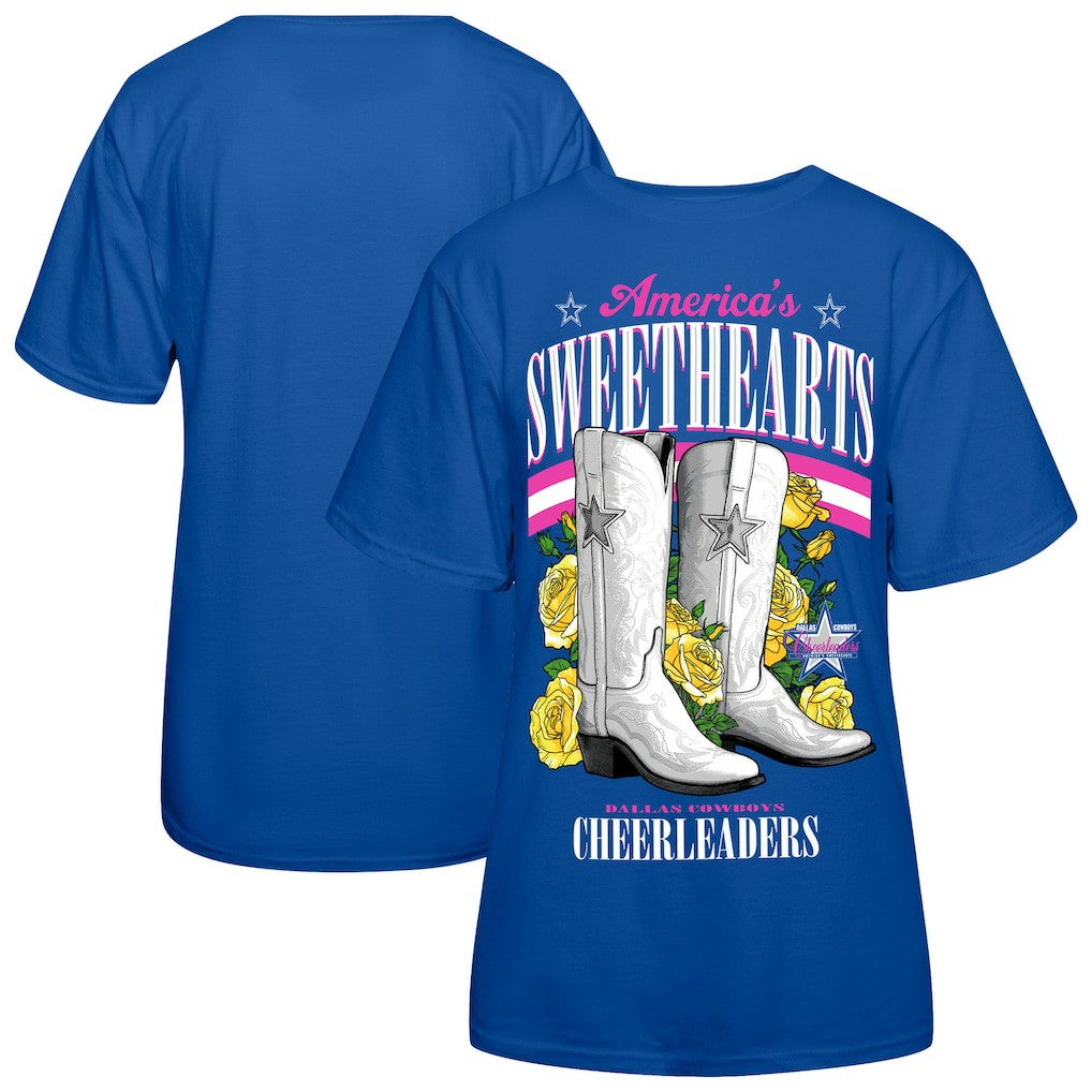 Dallas Cowboys Cheerleaders Women's Sweetheart Boots T-Shirt Royal - NFL