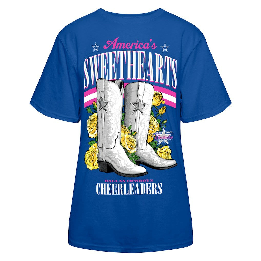 Dallas Cowboys Cheerleaders Women's Sweetheart Boots T-Shirt Royal - NFL