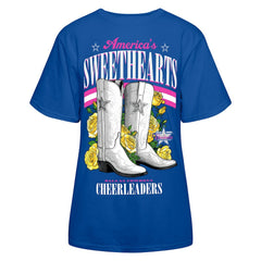 Dallas Cowboys Cheerleaders Women's Sweetheart Boots T-Shirt Royal - NFL