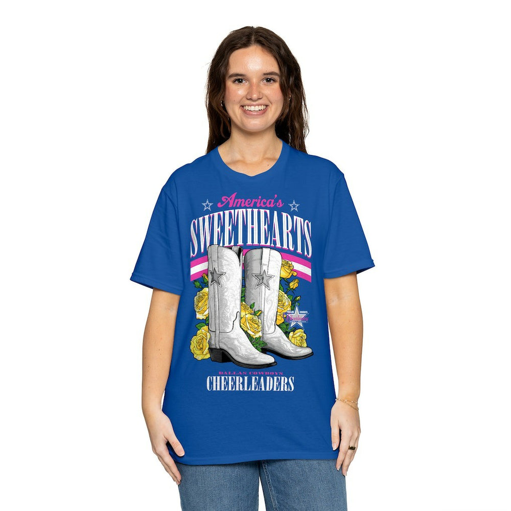 Dallas Cowboys Cheerleaders Women's Sweetheart Boots T-Shirt Royal - NFL