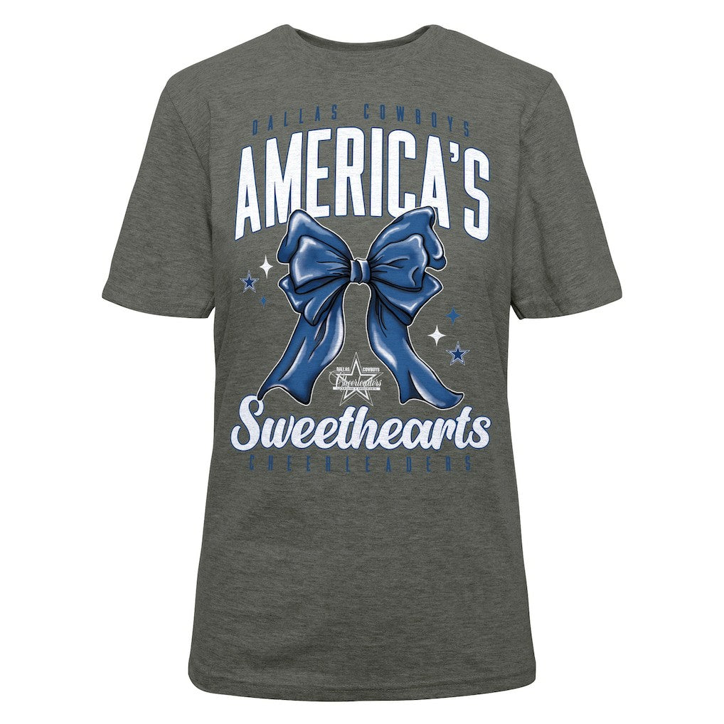 Dallas Cowboys Cheerleaders Women's Sweetheart Bow T-Shirt Gray - NFL