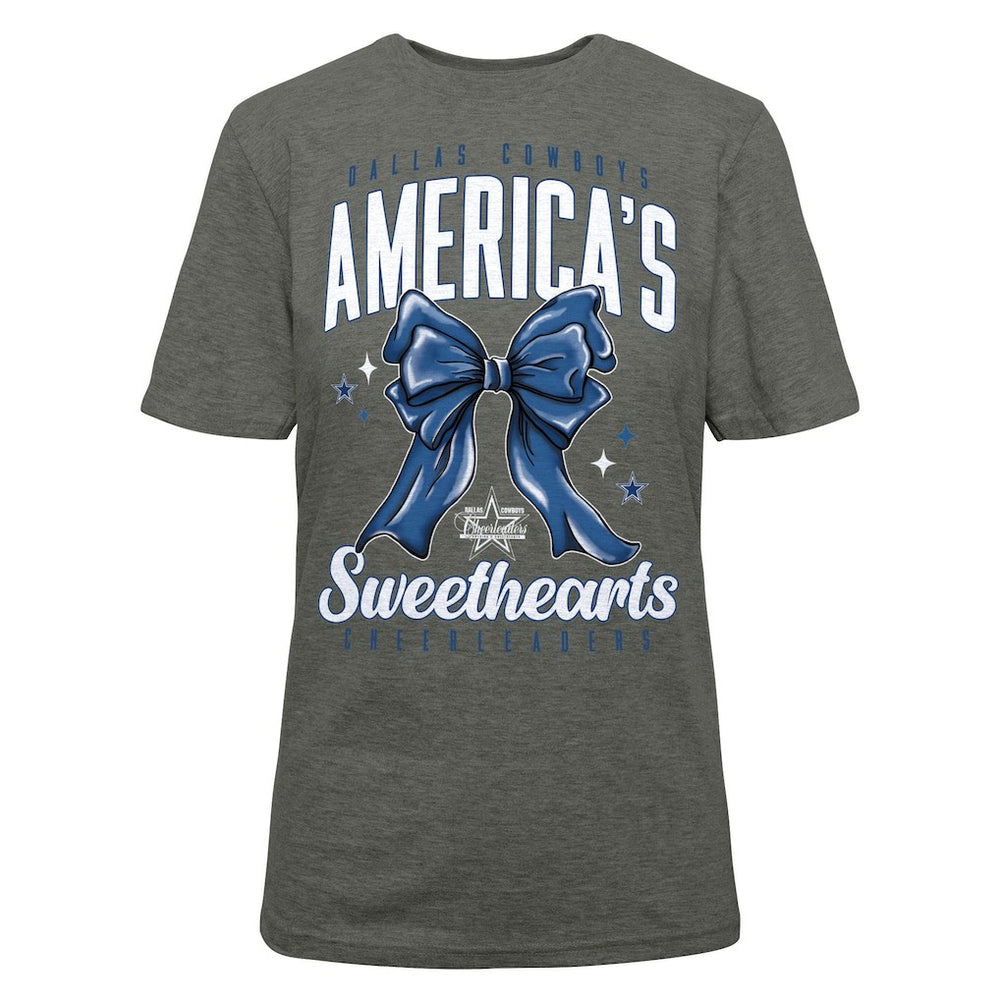 Dallas Cowboys Cheerleaders Women's Sweetheart Bow T-Shirt Gray - NFL