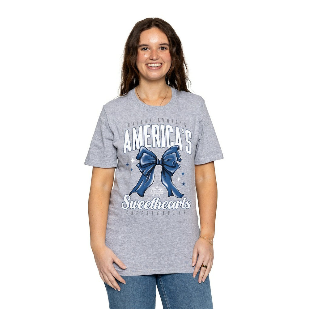 Dallas Cowboys Cheerleaders Women's Sweetheart Bow T-Shirt Gray - NFL