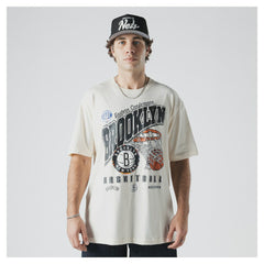 New Era - Brooklyn Nets Oversized City Edition Remix Vintage T-Shirt - Cream