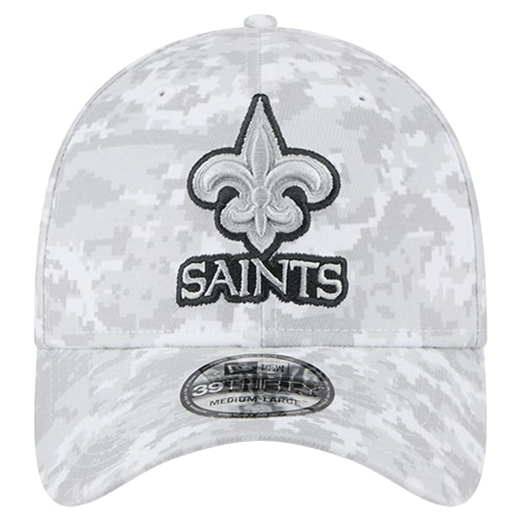 New Orleans Saints New Era 2025 Salute to Service Digital Camo Fan Pack 39THIRTY Flex Hat White - NFL