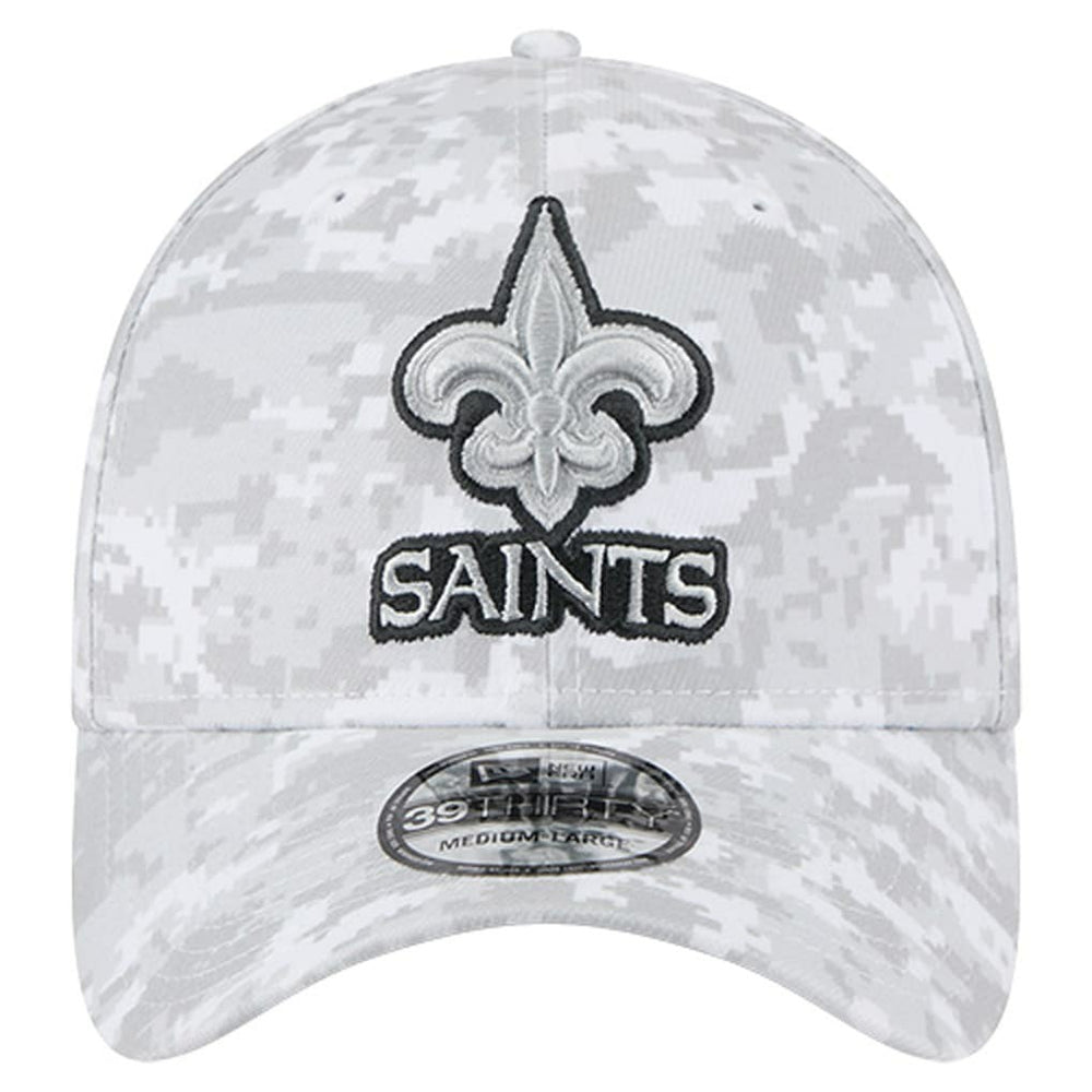 New Orleans Saints New Era 2025 Salute to Service Digital Camo Fan Pack 39THIRTY Flex Hat White - NFL