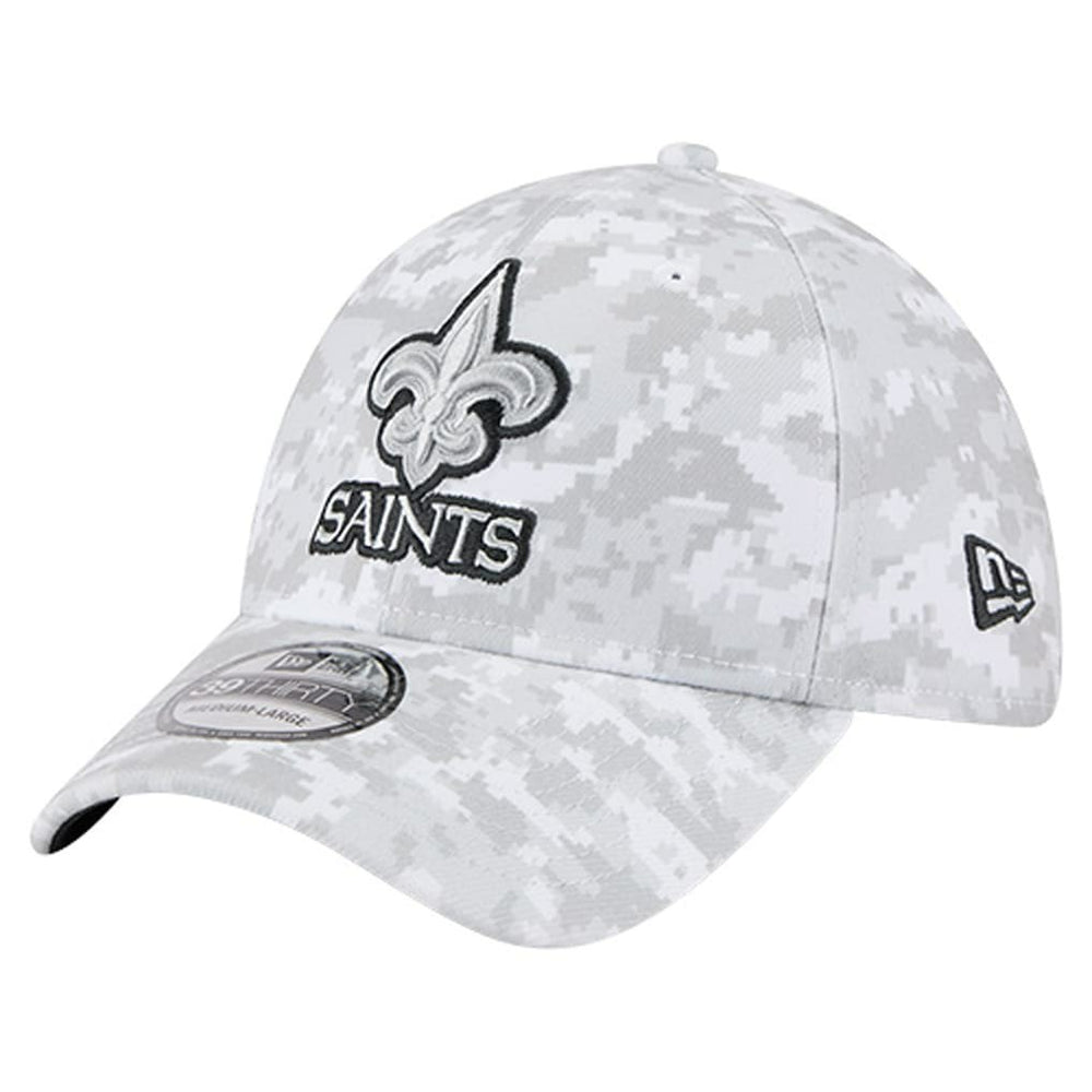 New Orleans Saints New Era 2025 Salute to Service Digital Camo Fan Pack 39THIRTY Flex Hat White - NFL
