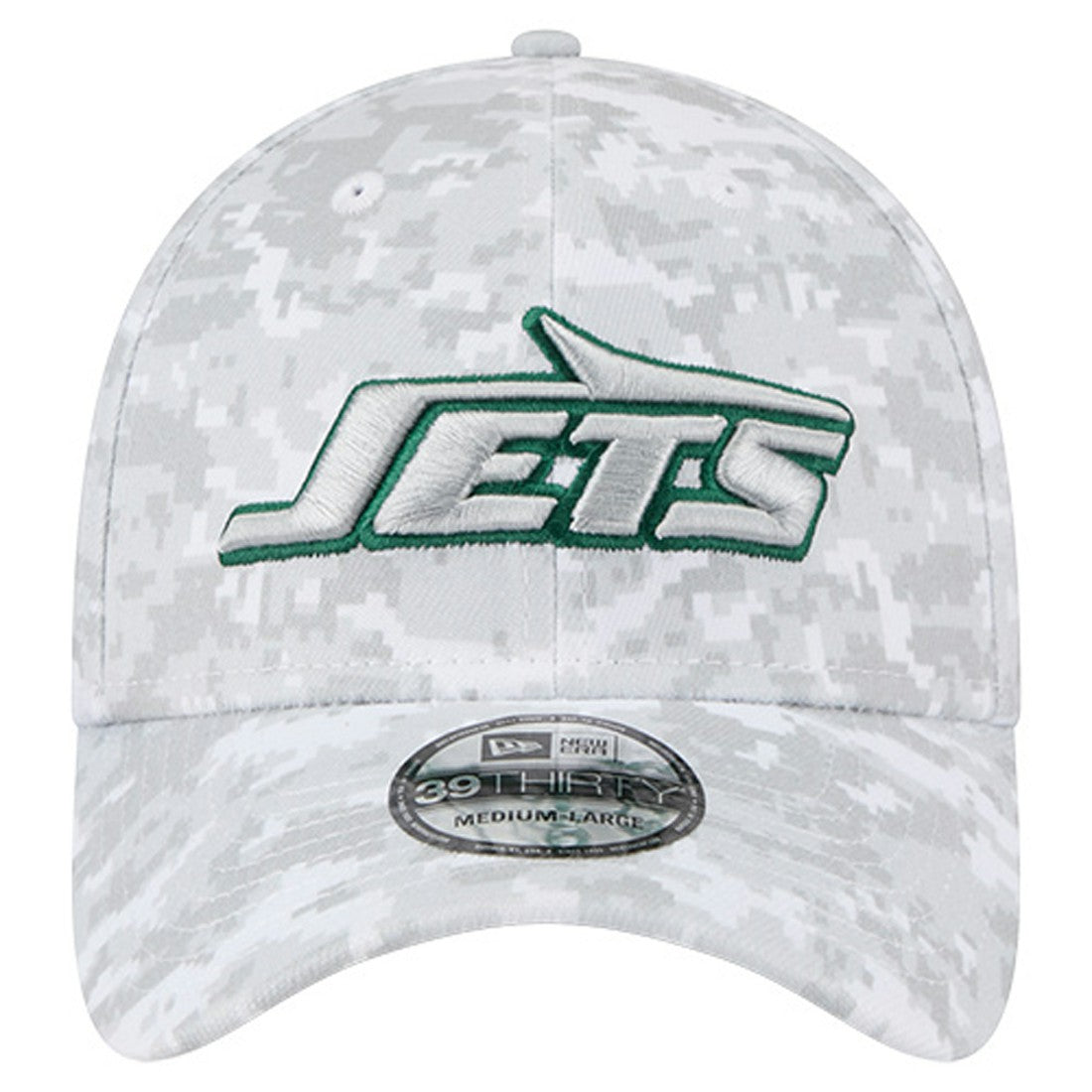 New York Jets New Era 2025 Salute to Service Digital Camo Fan Pack 39THIRTY Flex Hat White - NFL