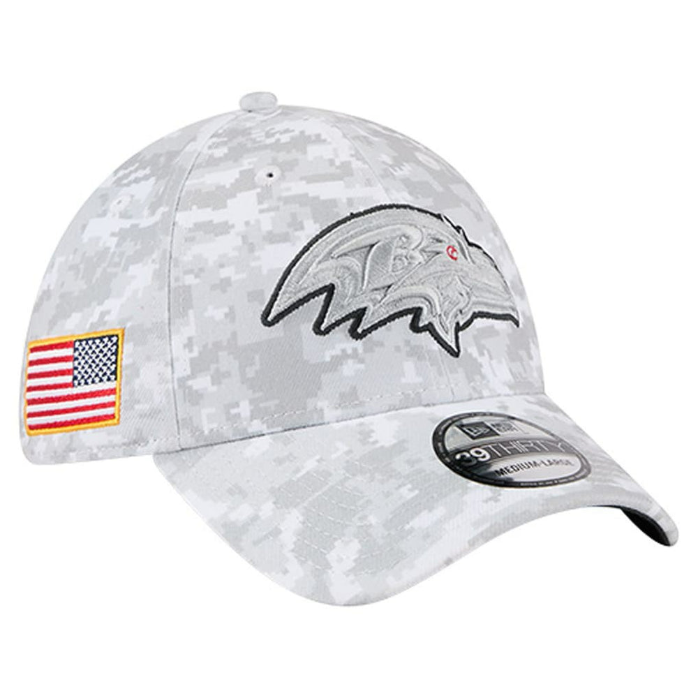Baltimore Ravens New Era 2025 Salute to Service Digital Camo Fan Pack 39THIRTY Flex Hat White - NFL
