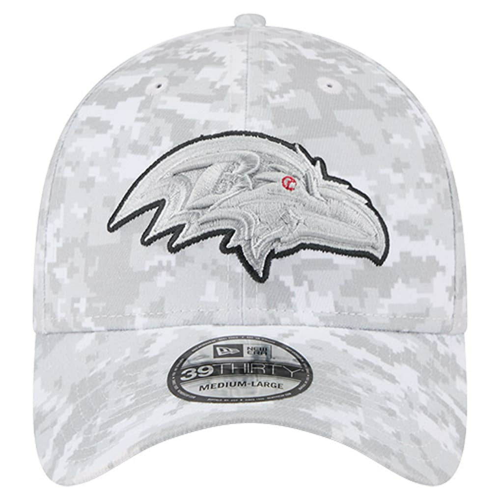 Baltimore Ravens New Era 2025 Salute to Service Digital Camo Fan Pack 39THIRTY Flex Hat White - NFL