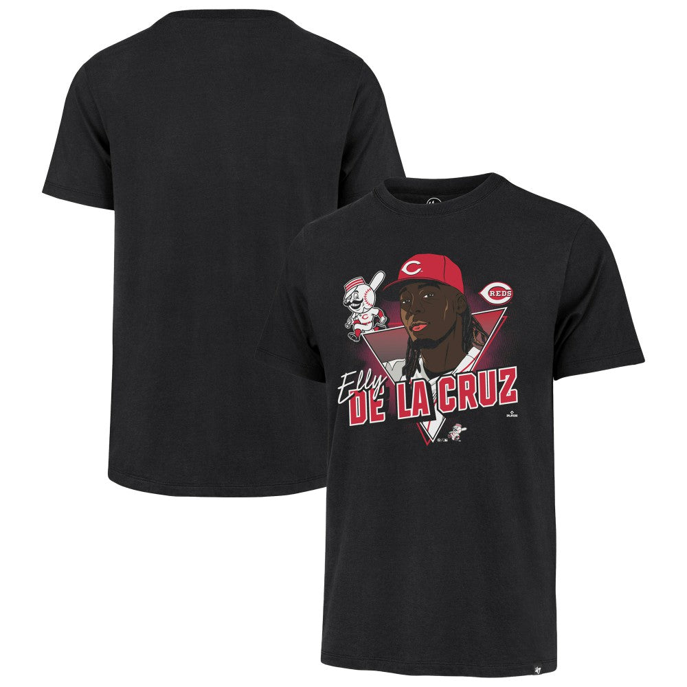 Elly De La Cruz Cincinnati Reds '47 Player Caricature Franklin T-Shirt On Sale