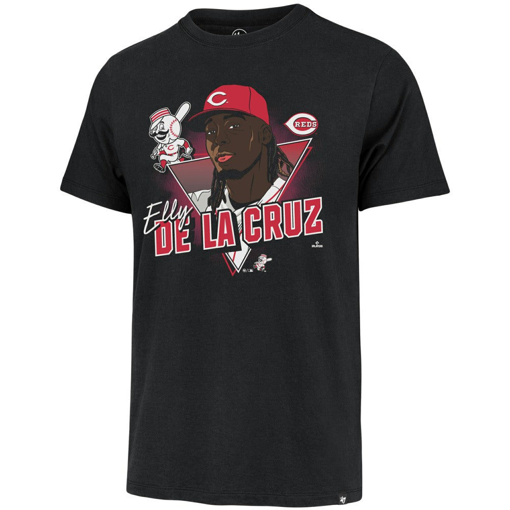 Elly De La Cruz Cincinnati Reds '47 Player Caricature Franklin T-Shirt On Sale
