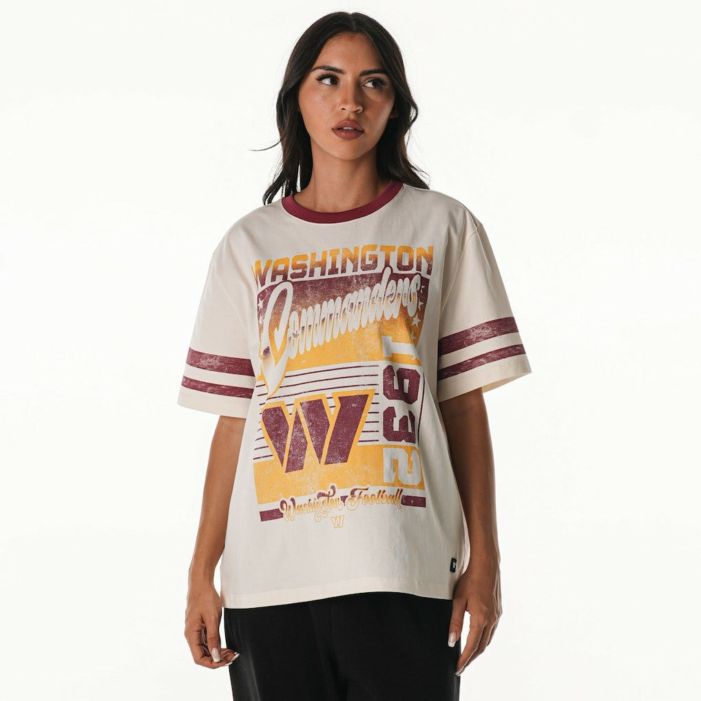 Washington Commanders The Wild Collective Women's Vintage Drop Shoulder Oversized Boyfriend T-Shirt Cream - NFL