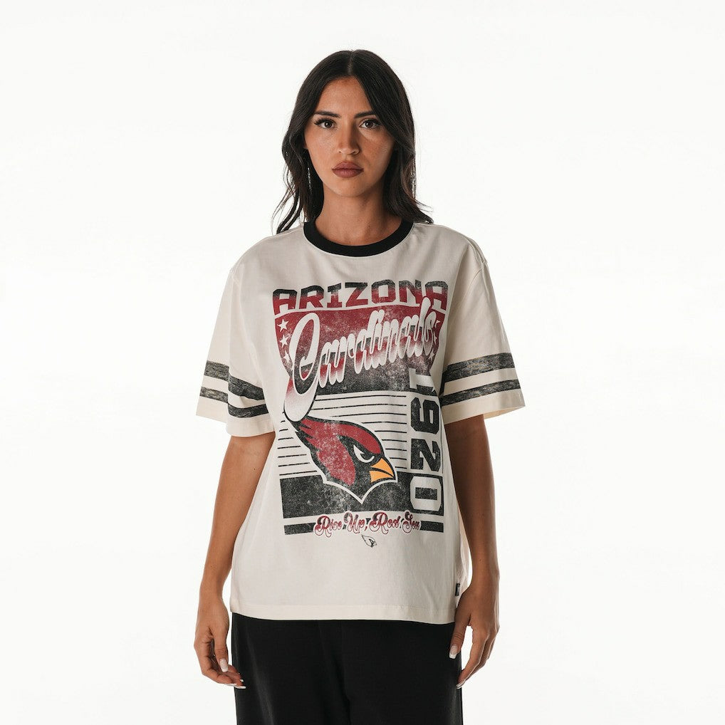 Arizona Cardinals The Wild Collective Women's Vintage Drop Shoulder Oversized Boyfriend T-Shirt Cream - NFL