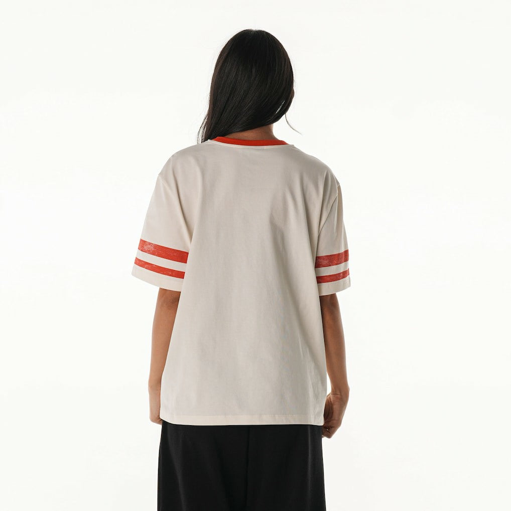Kansas City Chiefs The Wild Collective Women's Vintage Drop Shoulder Oversized Boyfriend T-Shirt Cream - NFL