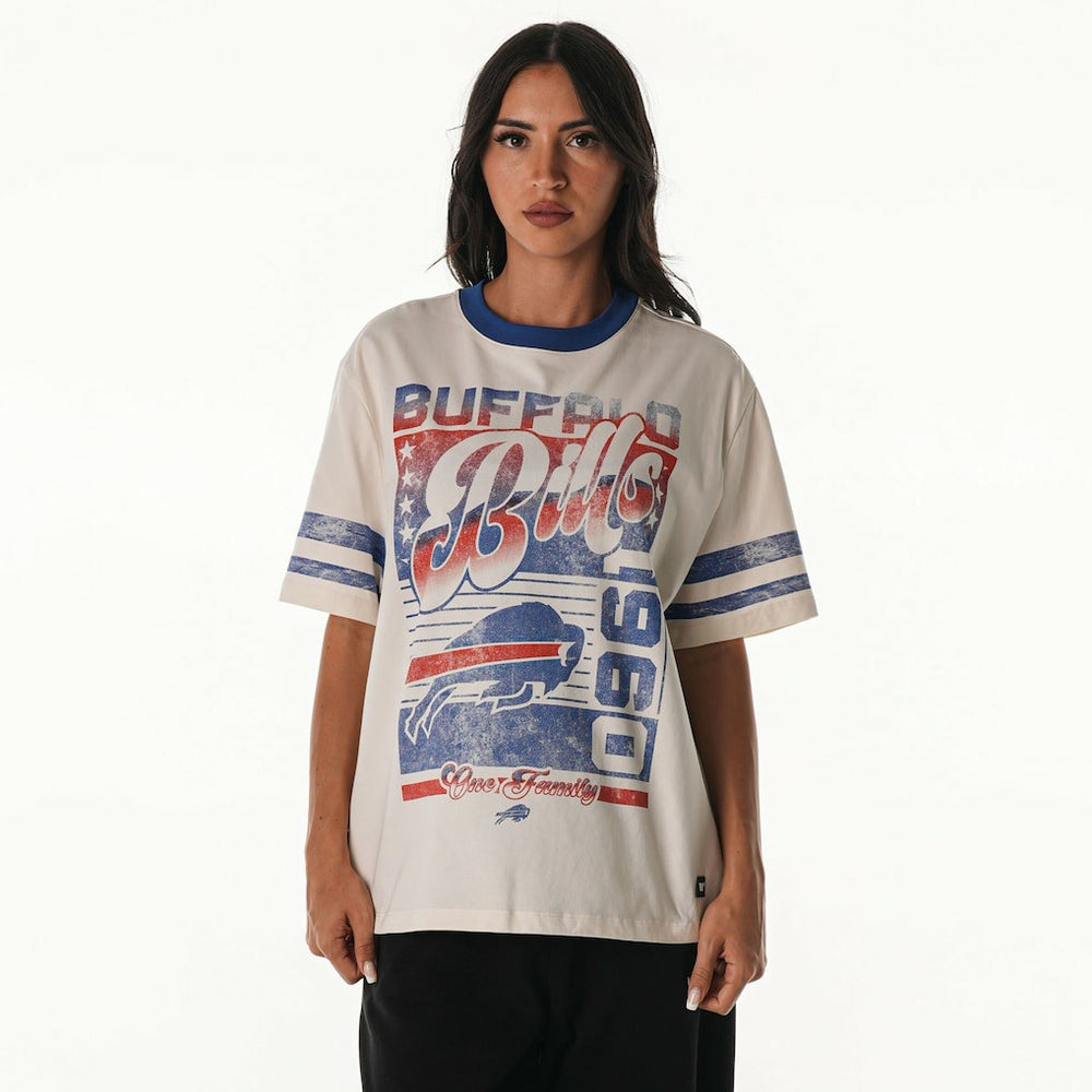 Buffalo Bills The Wild Collective Women's Vintage Drop Shoulder Oversized Boyfriend T-Shirt Cream - NFL