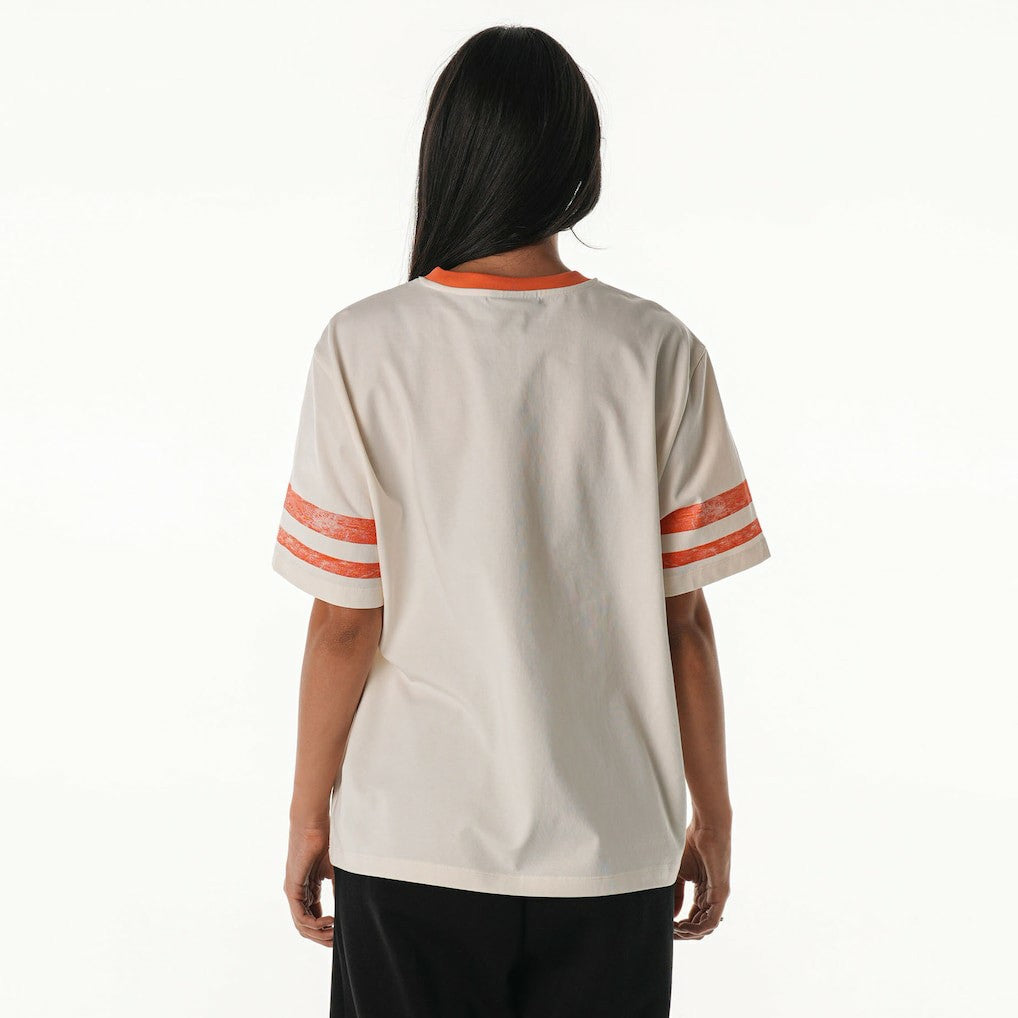 Cleveland Browns The Wild Collective Women's Vintage Drop Shoulder Oversized Boyfriend T-Shirt Cream - NFL