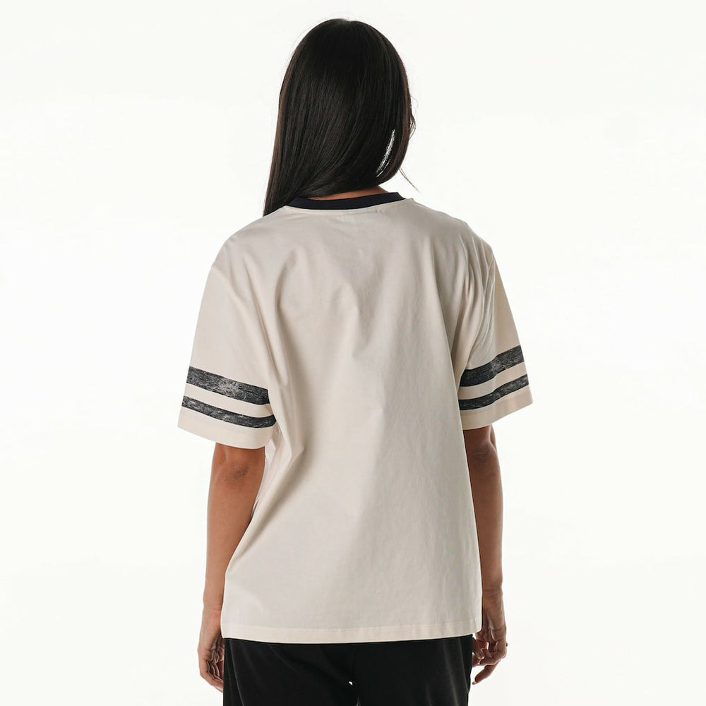 New England Patriots The Wild Collective Women's Vintage Drop Shoulder Oversized Boyfriend T-Shirt Cream - NFL