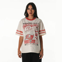 Tampa Bay Buccaneers The Wild Collective Women's Vintage Drop Shoulder Oversized Boyfriend T-Shirt Cream - NFL