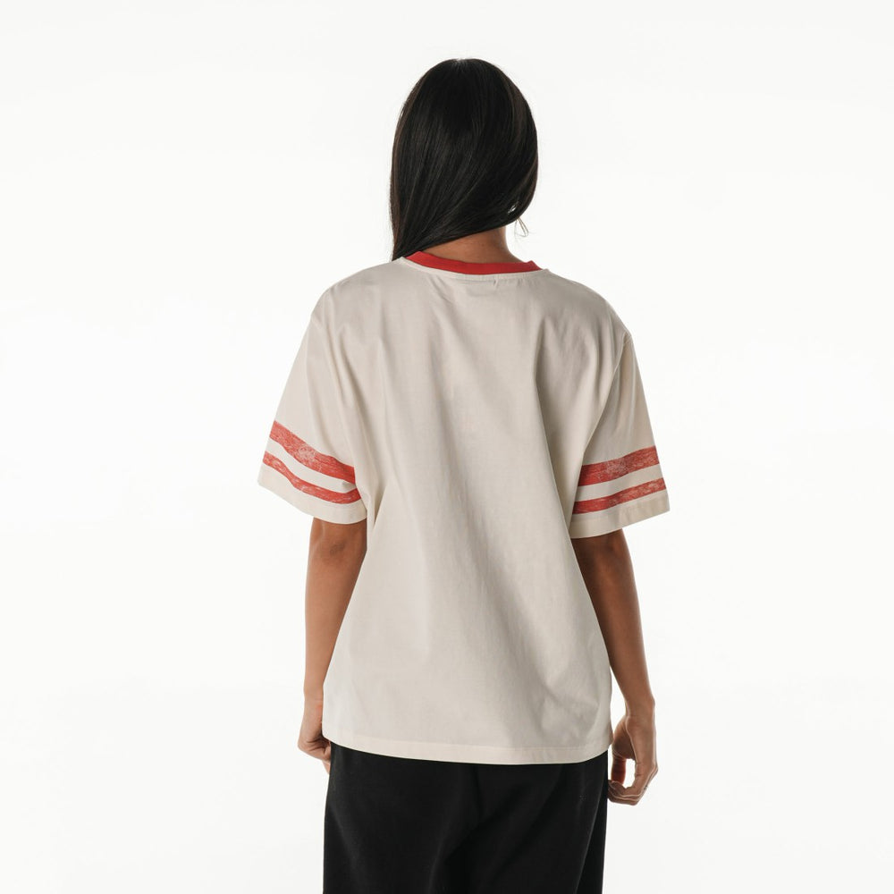 Tampa Bay Buccaneers The Wild Collective Women's Vintage Drop Shoulder Oversized Boyfriend T-Shirt Cream - NFL