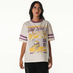 Minnesota Vikings The Wild Collective Women's Vintage Drop Shoulder Oversized Boyfriend T-Shirt Cream - NFL