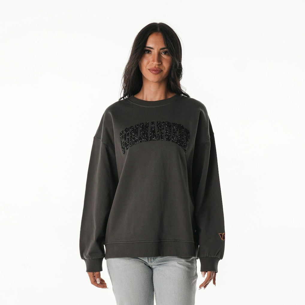 Washington Commanders The Wild Collective Women's Rock Crystal Oversized Crewneck Sweatshirt Charcoal - NFL