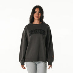 Washington Commanders The Wild Collective Women's Rock Crystal Oversized Crewneck Sweatshirt Charcoal - NFL