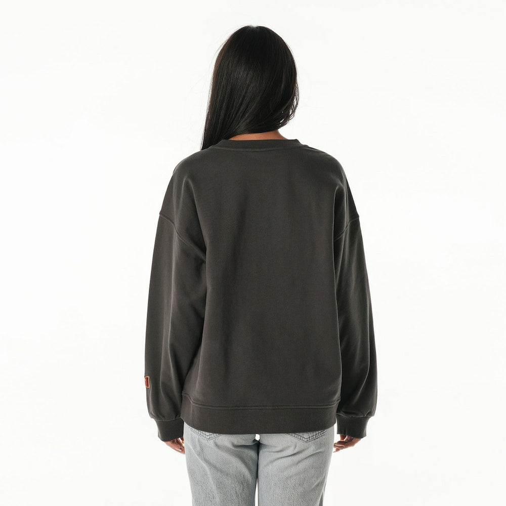 Washington Commanders The Wild Collective Women's Rock Crystal Oversized Crewneck Sweatshirt Charcoal - NFL