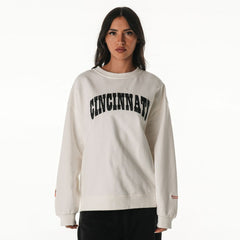 Cincinnati Bengals The Wild Collective Women's Rock Crystal Oversized Crewneck Sweatshirt White - NFL