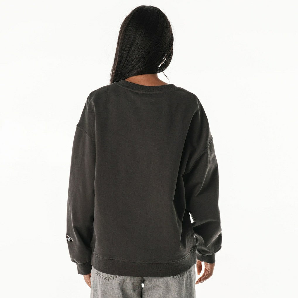 Baltimore Ravens The Wild Collective Women's Rock Crystal Oversized Crewneck Sweatshirt Charcoal - NFL
